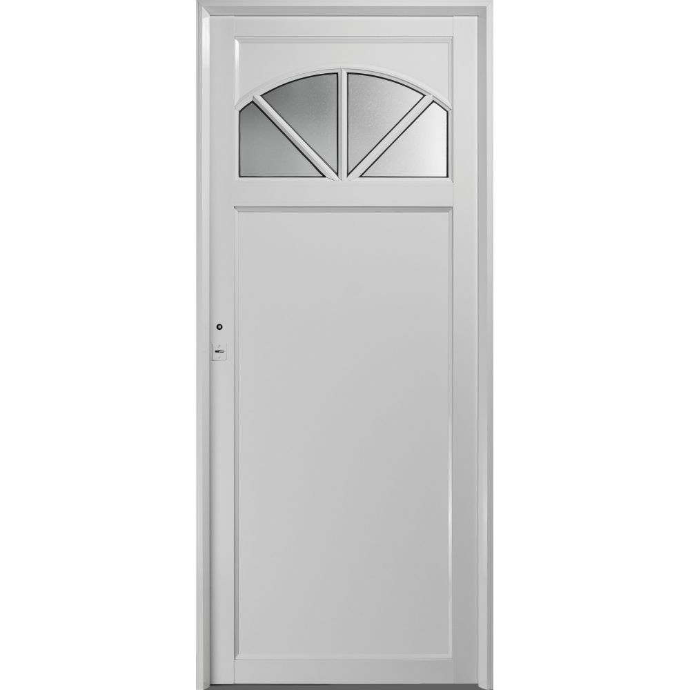 Puerta Clasic Aluminio 080x200 Tablero fenólico 1/4 vidrio Cod:C210 
