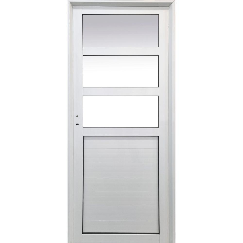 Puerta Clasic Aluminio 080x200 Tablero tubular 1/2 Vidrio Repartido horizontal Cod:C130